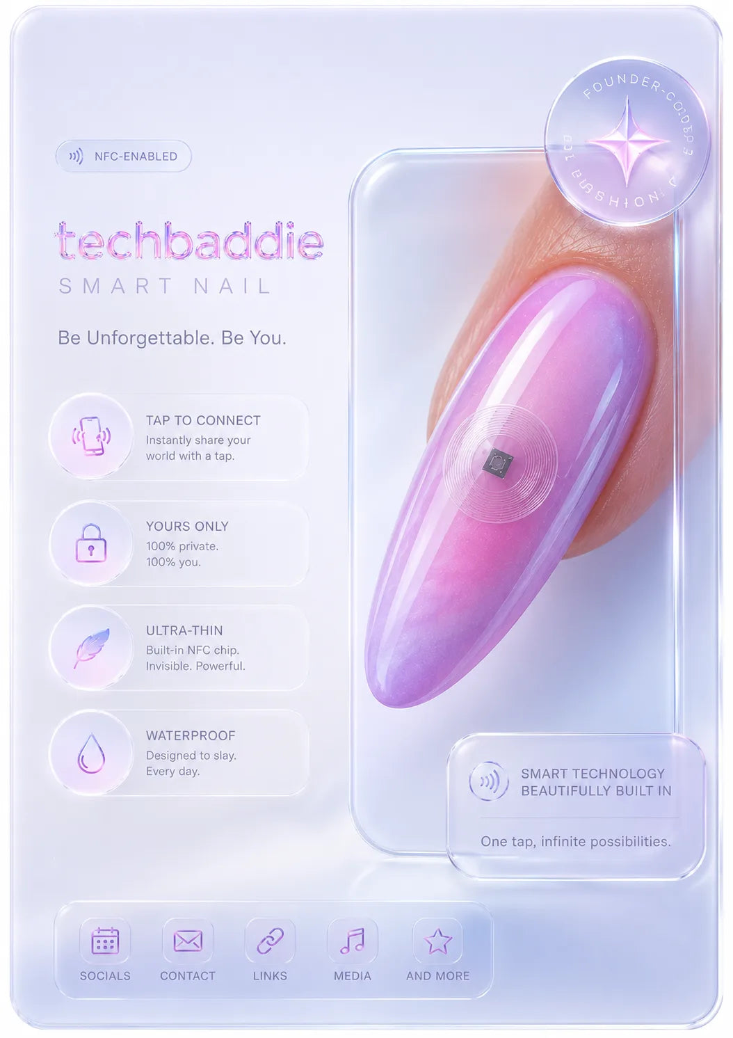 techbaddie Smart Nail features infographic
